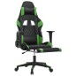 Cadeira gaming massagens c/ apoio pés couro artif. preto/verde