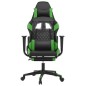 Cadeira gaming massagens c/ apoio pés couro artif. preto/verde