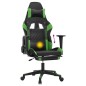 Cadeira gaming massagens c/ apoio pés couro artif. preto/verde