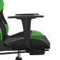 Cadeira gaming massagens c/ apoio pés couro artif. preto/verde