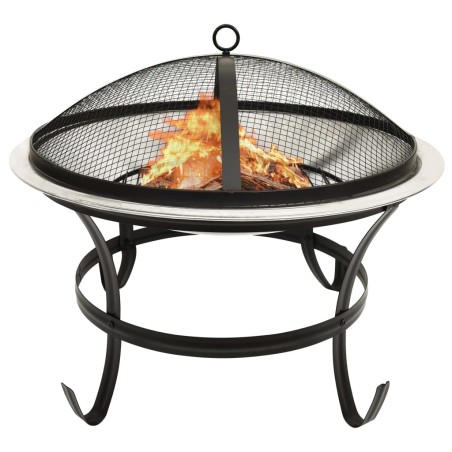 Braseira e barbecue 2-em-1 com atiçador 56x56x49 cm aço inox.