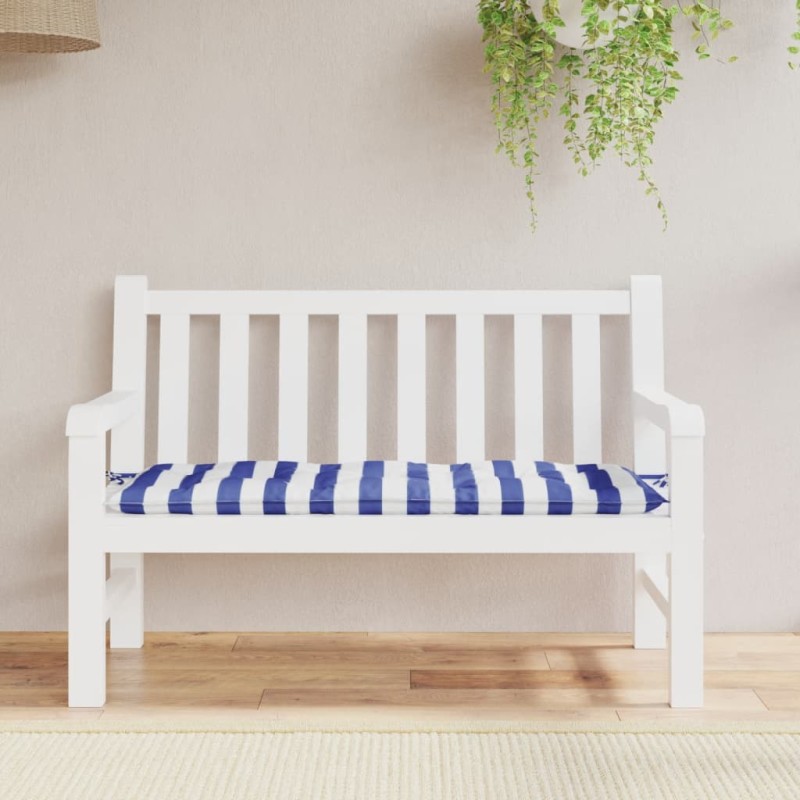 Almofadão p/ banco jardim 120x50x7 cm tecido riscas azul/branco-Almofadas para poltronas e sofás-Home Retail