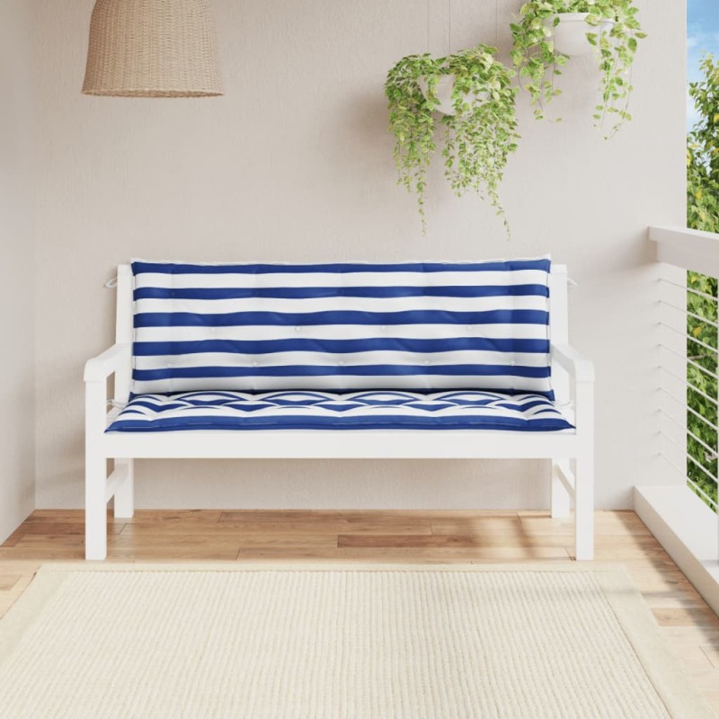 Almofadões p/ banco jardim 2 pcs 150x50x7 cm tecido azul/branco-Almofadas para poltronas e sofás-Home Retail