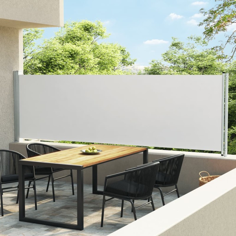 Toldo lateral retrátil para pátio 140x600 cm creme-Guarda-sóis e telas de varanda-Home Retail