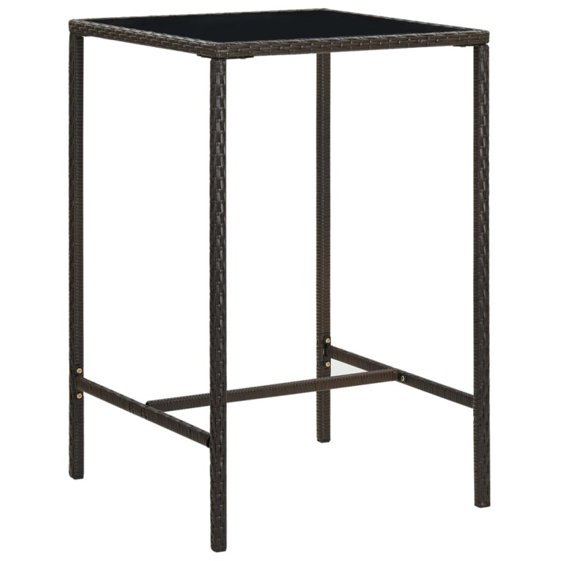 Mesa de bar para jardim 70x70x110 cm vidro e vime PE castanho-Mesas de jardim-Home Retail