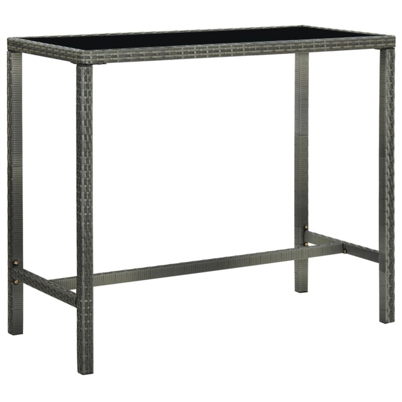 Mesa de bar para jardim 130x60x110 cm vidro e vime PE cinzento-Mesas de jardim-Home Retail