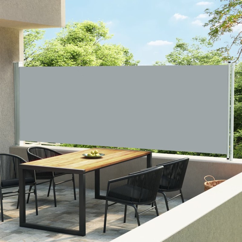 Toldo lateral retrátil para pátio 600x160 cm cor cinzento-Guarda-sóis e telas de varanda-Home Retail