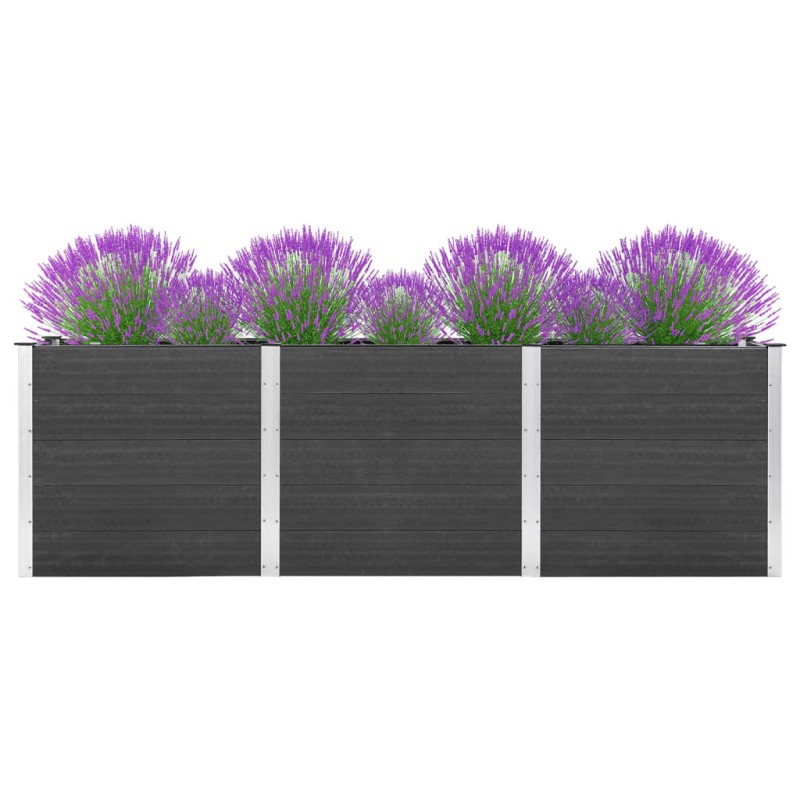 Canteiro elevado de jardim 300x100x91 cm WPC cinzento-Vasos e floreiras-Home Retail