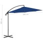 Guarda-sol cantilever com poste de aço 300 cm azul-ciano