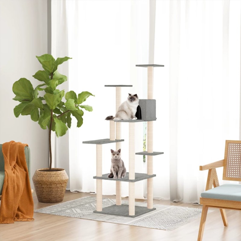 Árvore p/ gatos c/ postes arranhadores sisal 153 cm cinza-claro-Móveis para gatos-Home Retail