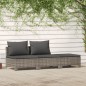 3 pcs conjunto lounge de jardim c/ almofadões vime PE cinzento