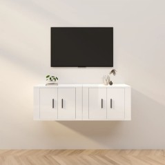 Móveis de TV de parede 2 pcs 57x34,5x40 cm branco brilhante