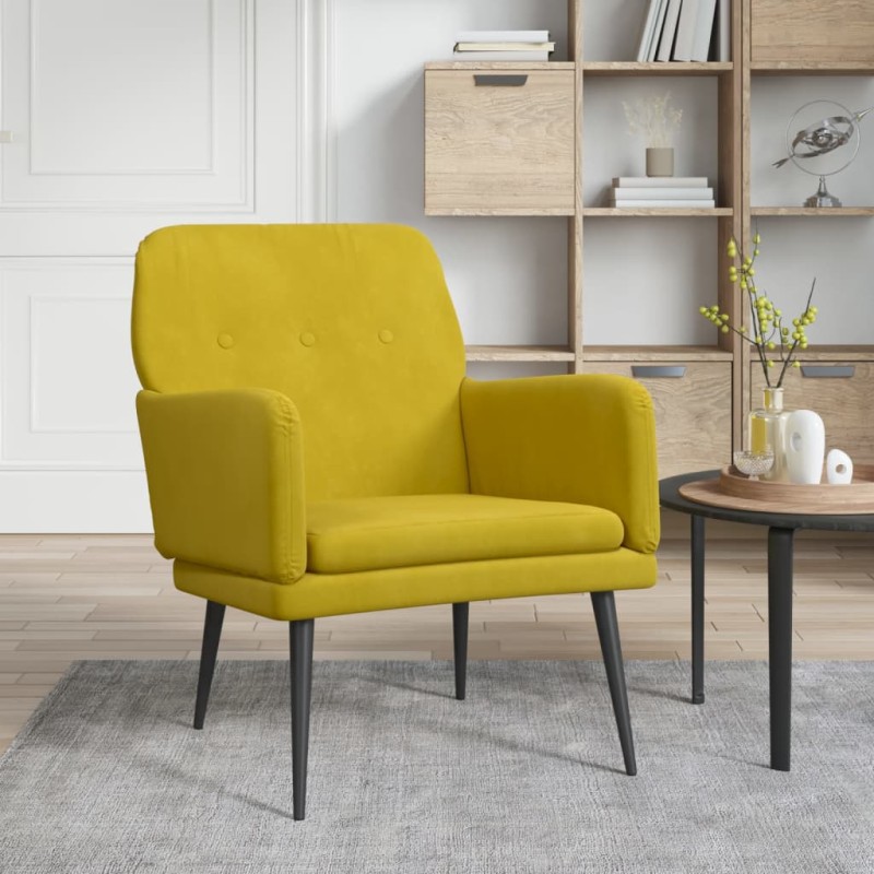 Cadeira c/ apoio de braços 62x79x79 cm veludo amarelo-Poltronas-Home Retail