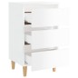 Mesa cabeceira c/ pernas madeira 40x35x69 cm branco brilhante