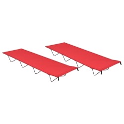 Camas de campismo 2pcs 180x60x19cm tecido oxford e aço vermelho