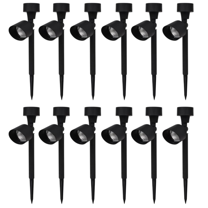 Holofote de exterior c/ LEDs energia solar 12 pcs preto-Iluminação de exterior-Home Retail