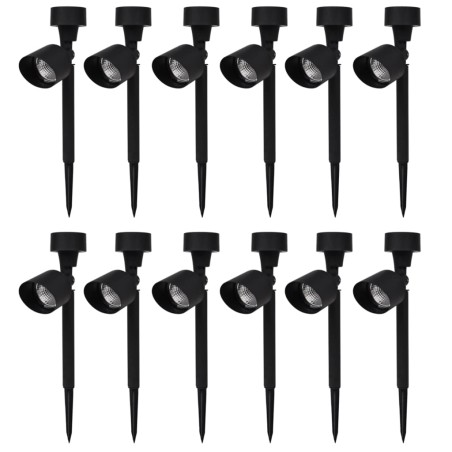 Holofote de exterior c/ LEDs energia solar 12 pcs preto