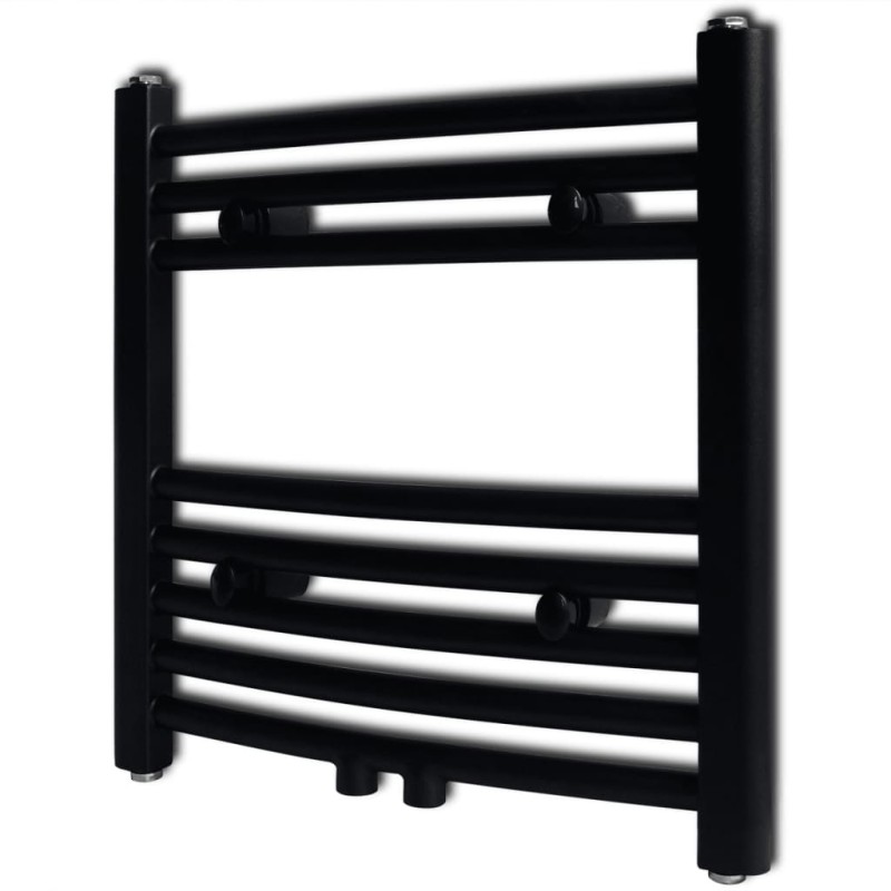 Aquecedor toalhas casa de banho curvo 480 x 480 mm preto-Radiadores para aquecimento-Home Retail