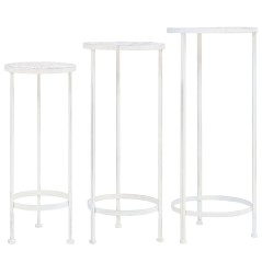 Suporte para plantas 3 pcs estilo vintage metal antigo branco