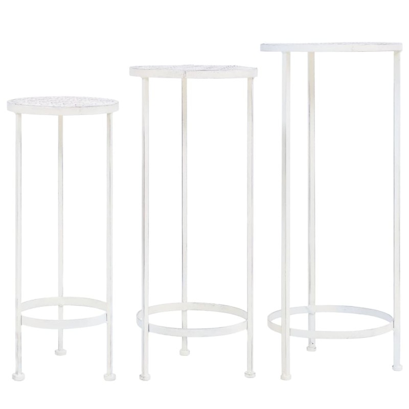 Suporte para plantas 3 pcs estilo vintage metal antigo branco-Suportes para vasos-Home Retail