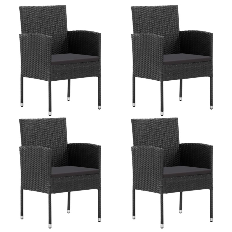 Cadeiras de jardim 4 pcs vime PE preto-Cadeiras de jardim-Home Retail