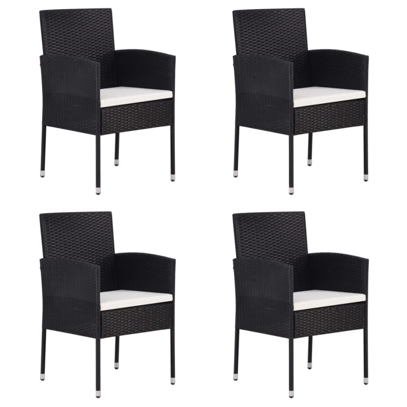 Cadeiras de jardim 4 pcs vime PE preto-Cadeiras de jardim-Home Retail