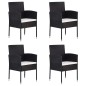 Cadeiras de jardim 4 pcs vime PE preto