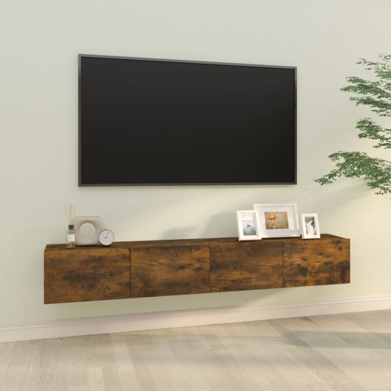 Móveis TV parede 2pcs 100x30x30cm derivados madeira cor fumado-Móveis de TV-Home Retail