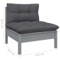 5 pcs conjunto lounge de jardim c/ almofadões pinho cinza