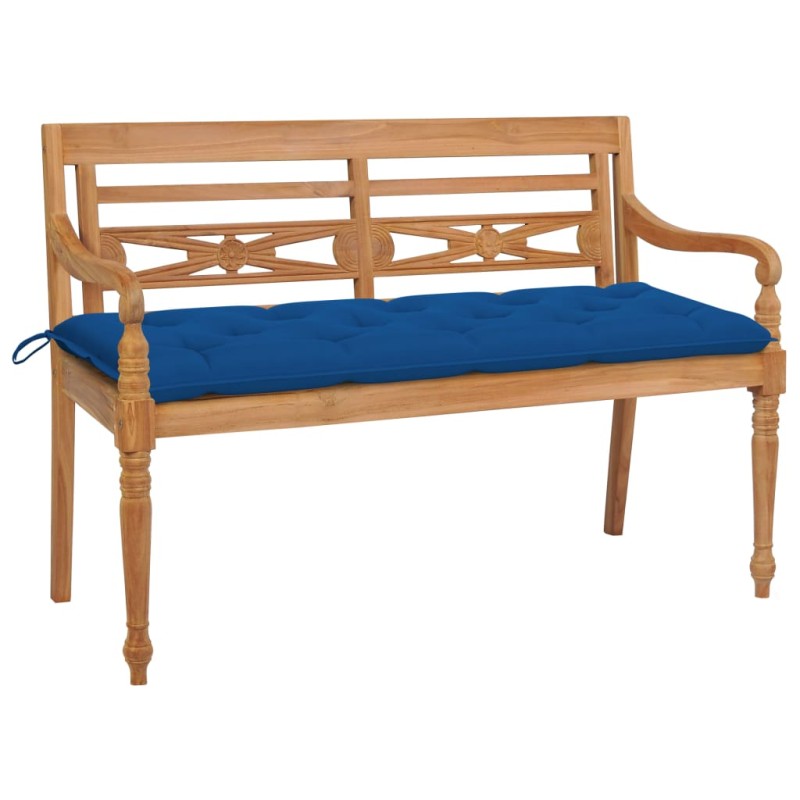 Banco Batávia c/ almofadão azul 150 cm teca maciça-Bancos de jardim-Home Retail