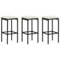 4 pcs conjunto de bar p/ jardim com almofadões vime PE preto