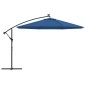 Guarda-sol cantilever c/ luzes LED 350 cm azul-ciano