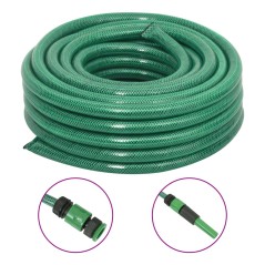 VidaXL Mangueira de jardim com conjunto de encaixe 0,75" 10m PVC verde