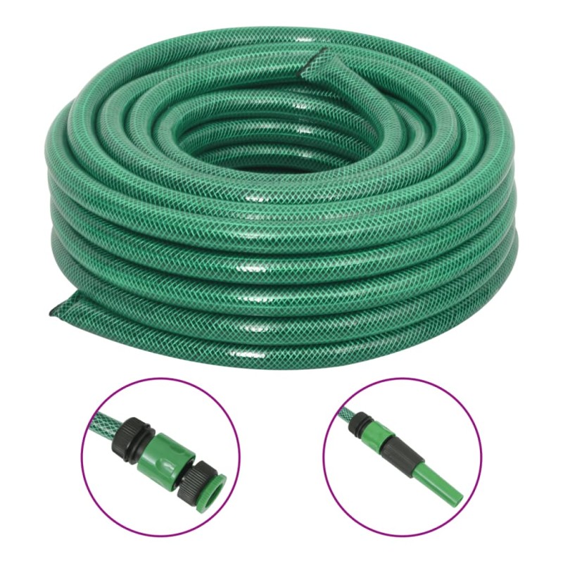 VidaXL Mangueira de jardim com conjunto de encaixe 0,75" 10m PVC verde-Mangueiras de jardim-Home Retail