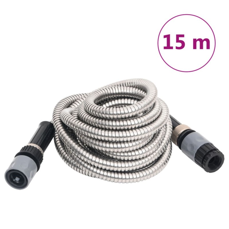 Mangueira jardim c/ bico pulverização 15 m aço inox. prateado-Mangueiras de jardim-Home Retail