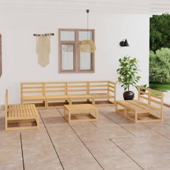 9 pcs conjunto lounge de jardim pinho maciço