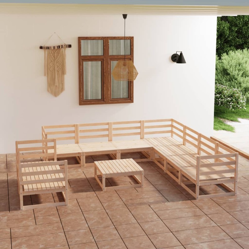 10 pcs conjunto lounge de jardim pinho maciço-Conjuntos de jardim-Home Retail