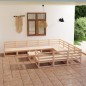 11 pcs conjunto lounge de jardim pinho maciço