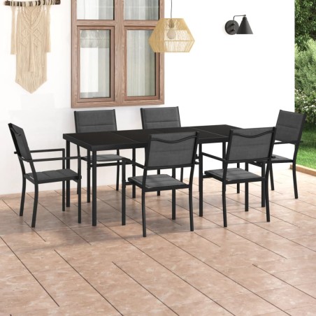 7 pcs conjunto de jantar para exterior aço