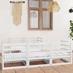 6 pcs conjunto lounge de jardim pinho maciço branco