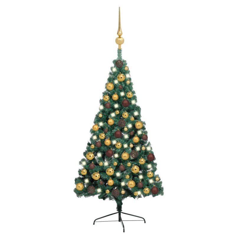 Meia árvore Natal artificial pré-iluminada c/ bolas verde-Árvores de Natal-Home Retail