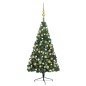 Meia árvore Natal artificial pré-iluminada c/ bolas verde