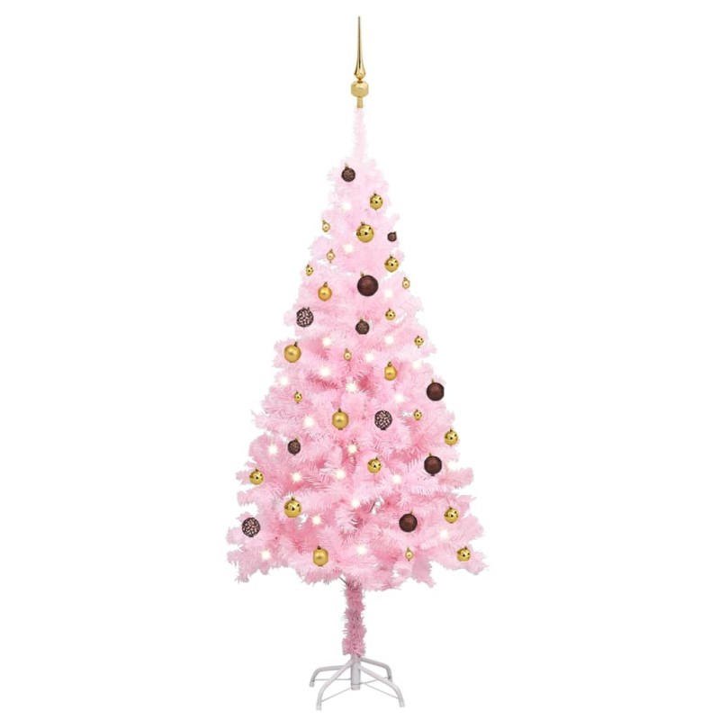 Árvore Natal artificial pré-iluminada c/ bolas PVC rosa-Árvores de Natal-Home Retail