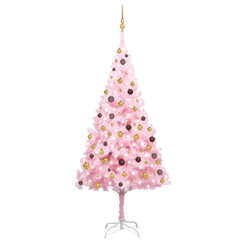 Árvore Natal artificial pré-iluminada c/ bolas PVC rosa-Árvores de Natal-Home Retail