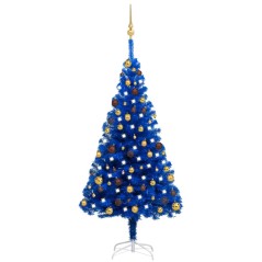 Árvore Natal artificial pré-iluminada c/ bolas 150cm PVC azul