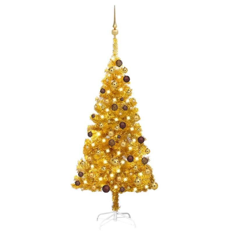 Árvore Natal artificial pré-iluminada c/bolas 120cm PET dourado-Árvores de Natal-Home Retail