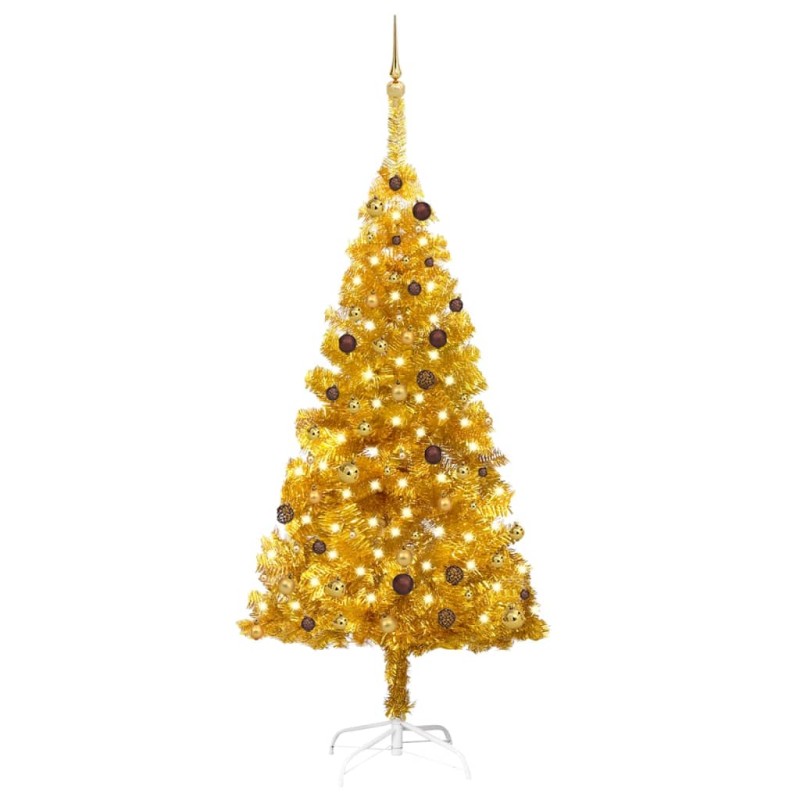 Árvore Natal artificial pré-iluminada c/bolas 210cm PET dourado-Árvores de Natal-Home Retail