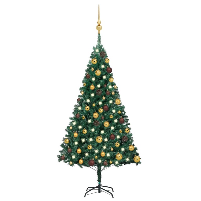 Árvore Natal artificial pré-iluminada c/ bolas 120 cm PVC verde-Árvores de Natal-Home Retail