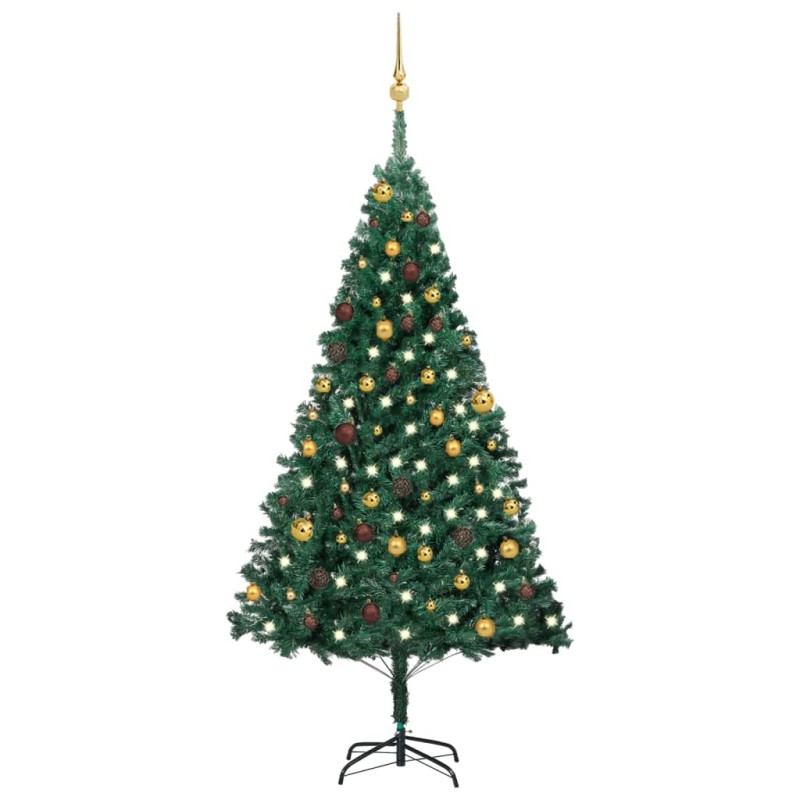 Árvore Natal artificial pré-iluminada c/ bolas 180 cm PVC verde-Árvores de Natal-Home Retail