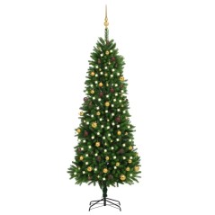 Árvore Natal artificial pré-iluminada c/ bolas 240 cm verde